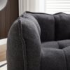 Soft Chenille Bean Bag Chair With High Resilient Foam For Living Room And Bedroom Comfortable Square Lazy Sofa With Footstool - Black - Image 5
