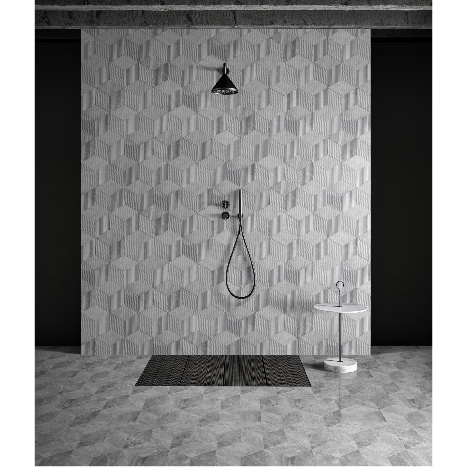 Hexagon Carrara Stone Marble Tile Ol Textured 3D Fluted (Set of 12) - Natural / Gray - Image 9