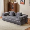 Floor Couch, Compression Sofa, Convertible Floor Sofa Bed & Pillow Back Support Armrest - Dark Gray - Image 4