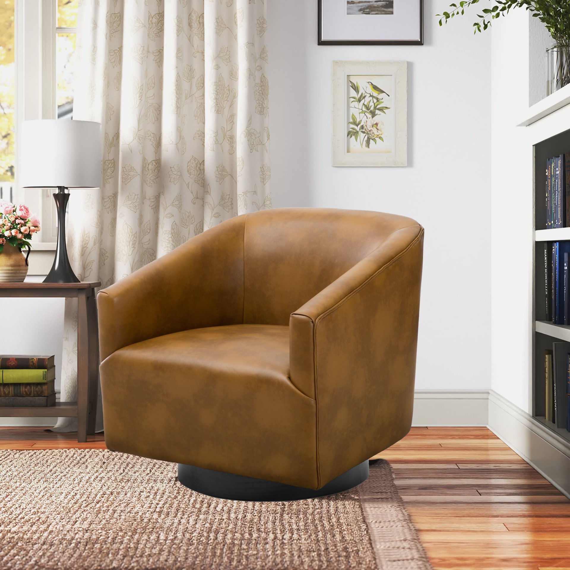 Garland - Swivel Chair With Upholstery - Camel - Image 2