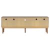 TV Stand With Vertical Slatted Doors And Sliding Panels, Solid Wood Legs - Brown - Image 12