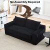 Loveseat Sofa Bed With Memory Foam & Steel Frame Convertible 2 In 1 Design Corduroy No Assembly - Black - Image 5