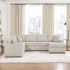 Oversized Sectional Sofa U Shaped Sofa With Chaise Lounge And 3 Soft Throw Pillows - Light Gray - Image 5