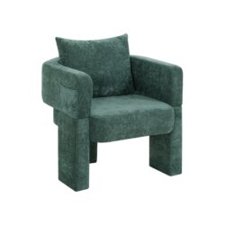 Modern 3 Leg Accent Chair With Ergonomic Arms & Removable Pillow For Living Room, Bedroom, Dining Room And Office - Dark Green