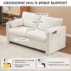 Modern Loveseat Sofa 2 Seater Plush Chenille Fabric Couch With High Density Foam Cushions - Ivory White - Image 7
