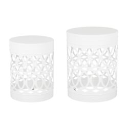 Outdoor Metal (Set of 2) End Table - White