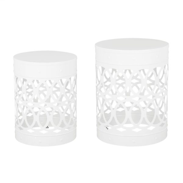 Outdoor Metal (Set of 2) End Table - White