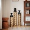 Floor Metal Vases (Set of 3) Gorgeous Home Decoration Large Glazed Metal Vases - Black / Gold - Image 4