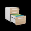 3 Drawer Mobile File Cabinet Under Desk Office, Simple Style Versatile Storage Cabinet For Legal / Letter / A4 Files, 5 Wheel Design Anti-Tilting Cold Rolled Steel Waterproof Moisture-Proof - White / Light Brown - Image 22