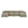 Modern Sofa Modular Sofa Couch Upholstered Corduroy L - Shape Sectional Sofa, Side Storage Pockets For Living Room - Brown - Image 19