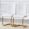 Luxury Simple Arch Chair (Set of 2) High Resilience Dining Chair With Arched Metal Legs Material - White / Black - Image 2