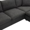 Modern Sectional Sofa, L-Shaped Couch Set With 2 Free Pillows, 4 Seat Polyester Fabric Couch Set With Convertible Ottoman - Dawn Gray - Image 11