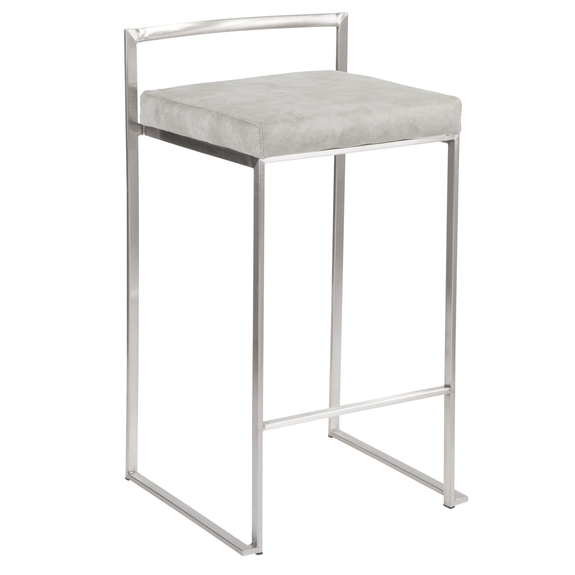 Fuji - Contemporary Stackable Counter Stool (Set of 2) - Light Gray - Image 2