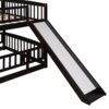 Full Over Full Low Bunk Bed With Slide, Fence And Ladder For Toddler - Espresso - Image 11