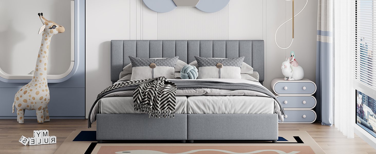 King Size Upholstered Platform Bed With A Hydraulic Storage System - Gray - Image 27