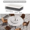 59.05" Modern Artificial Stone Round Metal Dining Table, Can Accommodate 6 People Artificial Stone Turntable - White / Black - Image 5