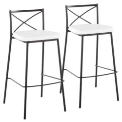 Modern Charlotte - Contemporary Fixed Height Barstool (Set of 2) - Black / White