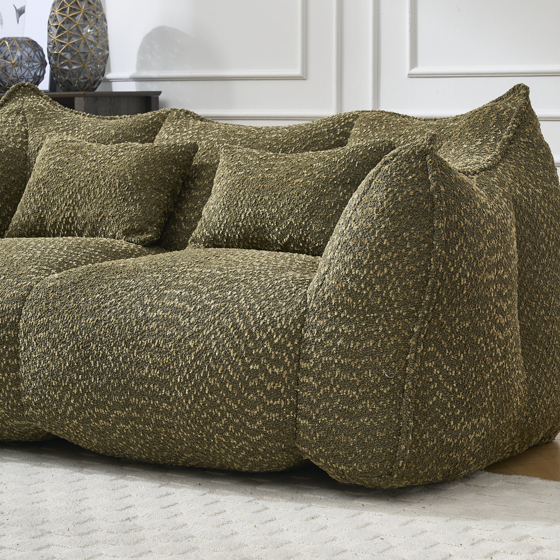 Comfortable Dual Beanbag Chair With High Resilience Foam Core For 2 People In - Olive Green - Image 12