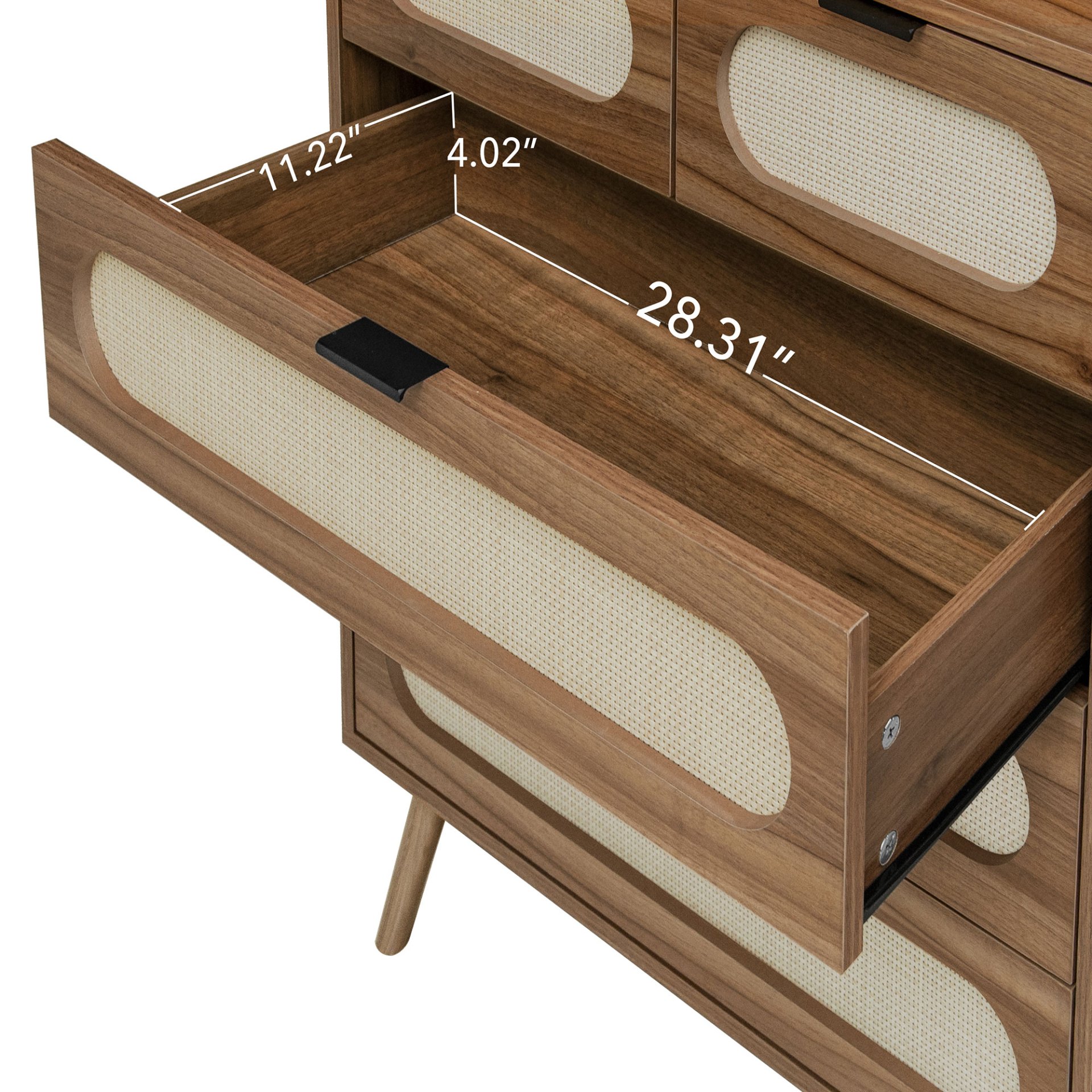 Modern 5 Drawer Accent Storage Cabinet For Living Room, Bedroom, Dining Room, Or Study - Walnut - Image 5