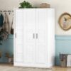 3 Door Shutter Wardrobe & Shelves - White - Image 20