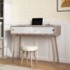 Rustic Entryway Console Table With Sliding White Doors And Wood Legs - Natural - Image 5