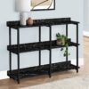 Accent Console Table For Entryway, Marble Look Contemporary & Modern - Black - Image 3