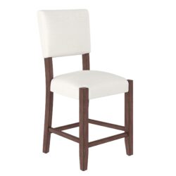 Mid Century Modern Bar Stools, 40 In Linen Upholstered Counter Chairs With Rubber Wood Legs (Set of 4) - Off White