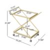 Sherianne - Industrial Bar Cart With Tempered Glass Shelves And Swivel Wheels - Gold - Image 3