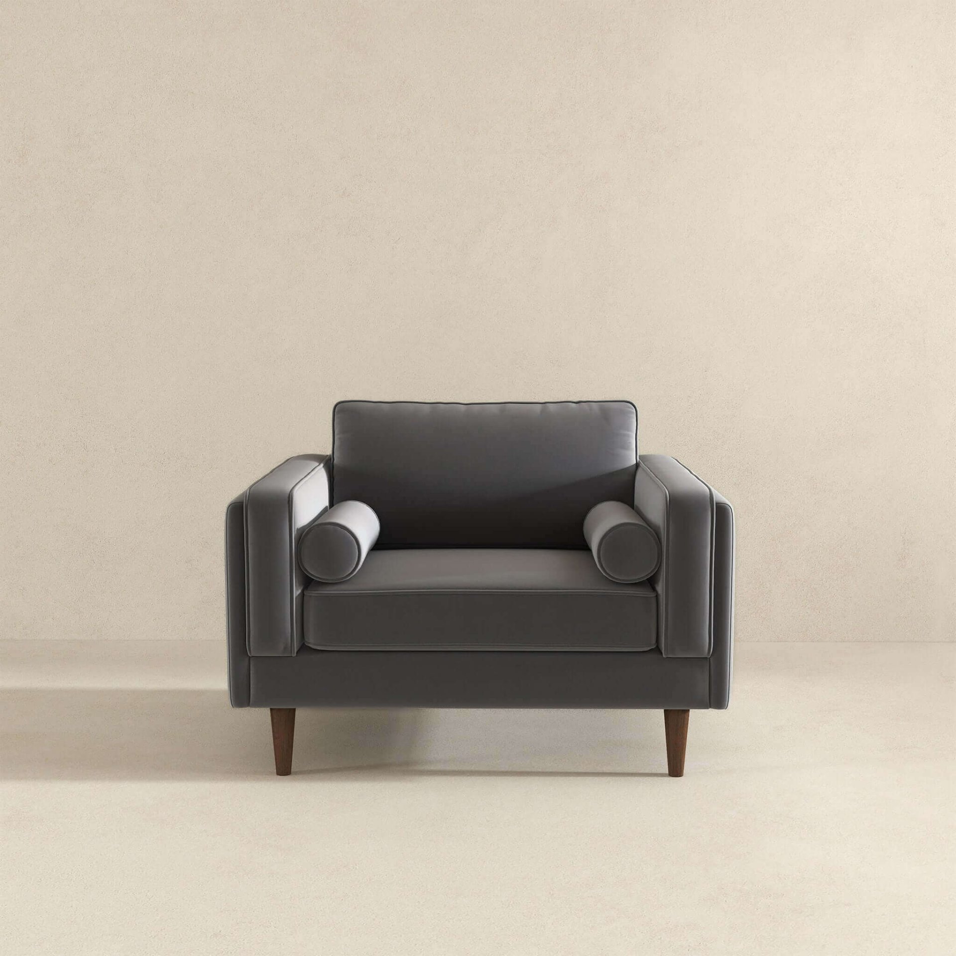 Amber - Velvet Lounge Chair - Brown / Gray - Image 6