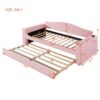 Twin Size Upholstered Daybed With Storage Armrests, Trundle And Latest Integrated Bluetooth Audio System - Pink - Image 19