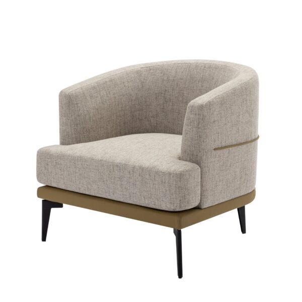 Modern Two-Tone Barrel Chair, Upholstered Round Armchair For Living Room Bedroom Reading Room - Mustard Green