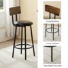 3 Piece Round Dining Table, Two-Level Small Dining Table With Storage, Bar Table, Two Upholstered Bar Chairs With Backrest - Antique Brown / Black - Image 4