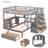 Full Over Twin Bunk Bed With Desk, Drawers And Shelves - Gray - Image 22