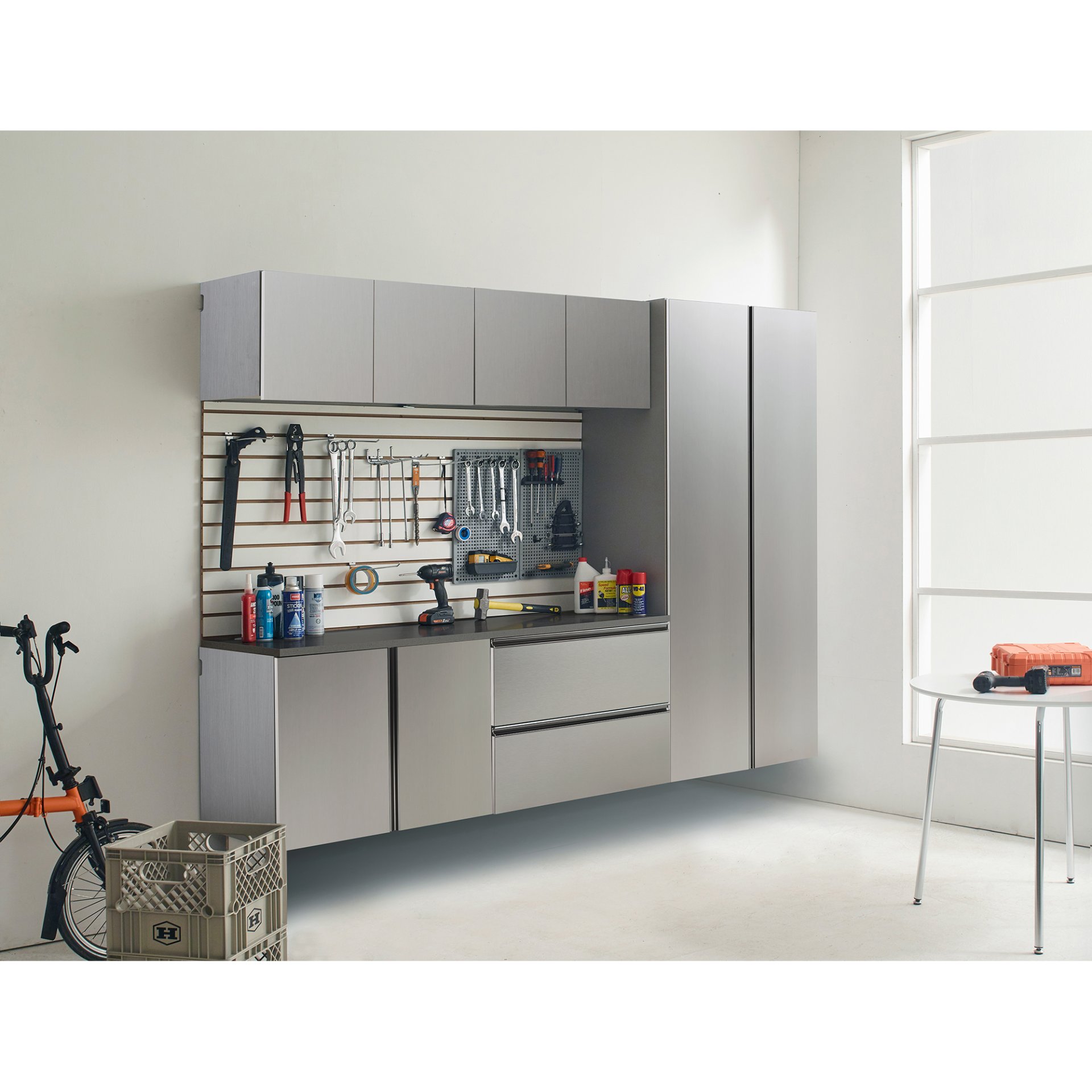 Nova - Series Garage Cabinet Set B With Soft Closing Mechanism And Water Resistant - Metallic Gray - Image 11