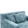 Chenille Interior Lazy Sofa Chaise Lounge Armchair With 3 Pillows And Armrests - Mint Blue - Image 12