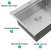Single Bowl Workstation Kitchen Sink With Cup Washer 16 Gauge Stainless Steel - Black / Gray - Image 9