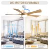 Modern Ceiling Fan With 22W LED Light And Remote Control 5 ABS Blades For Living Room - White - Image 4