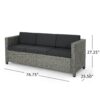 Thalassa - Outdoor 3 Seater Sofa With Removable Cushions And Steel Frame - Dark Gray / Black - Image 3