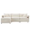 Modular Sectional With Deep And Wide Seat, L Shaped Cloud Couch Set With Double Cushions 4 Seat Sofa With Movable Ottoman Oversized - Cream - Image 3