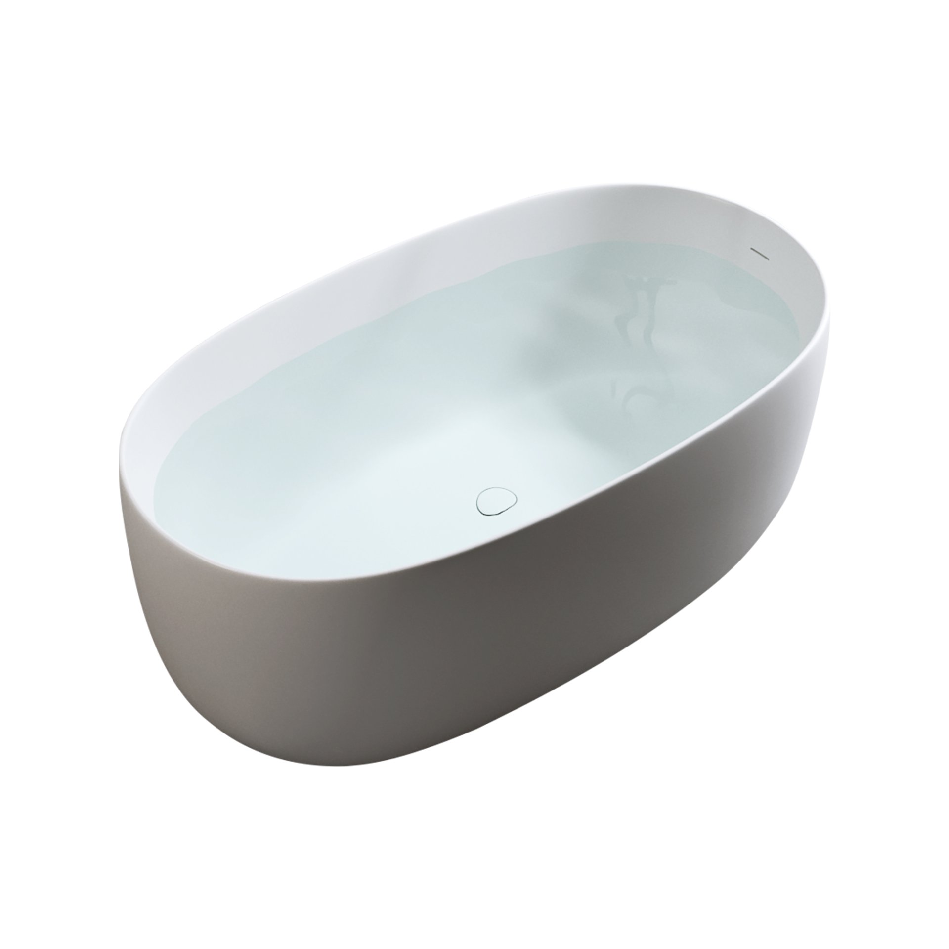 Independent Solid Surface Resin Stone Bathtub, A Modern Designed Independent Bathtub With Pop-Up Drainage And Overflow Pipes, Suitable For Small Households - Matte White - Image 11