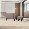 Living Room Sofa Single Chair And Ottoman, Modern Multi-Function Fabric Living Room Sofa Lounge Chair Bed And Stool. Soft Leisure Single Chair Adjustable Into 5 Angles With Sofa Bed - Gray - Image 2