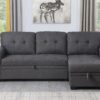 Lucca - Linen Reversible Sleeper Sectional Sofa With Storage Chaise - Dark Gray - Image 4