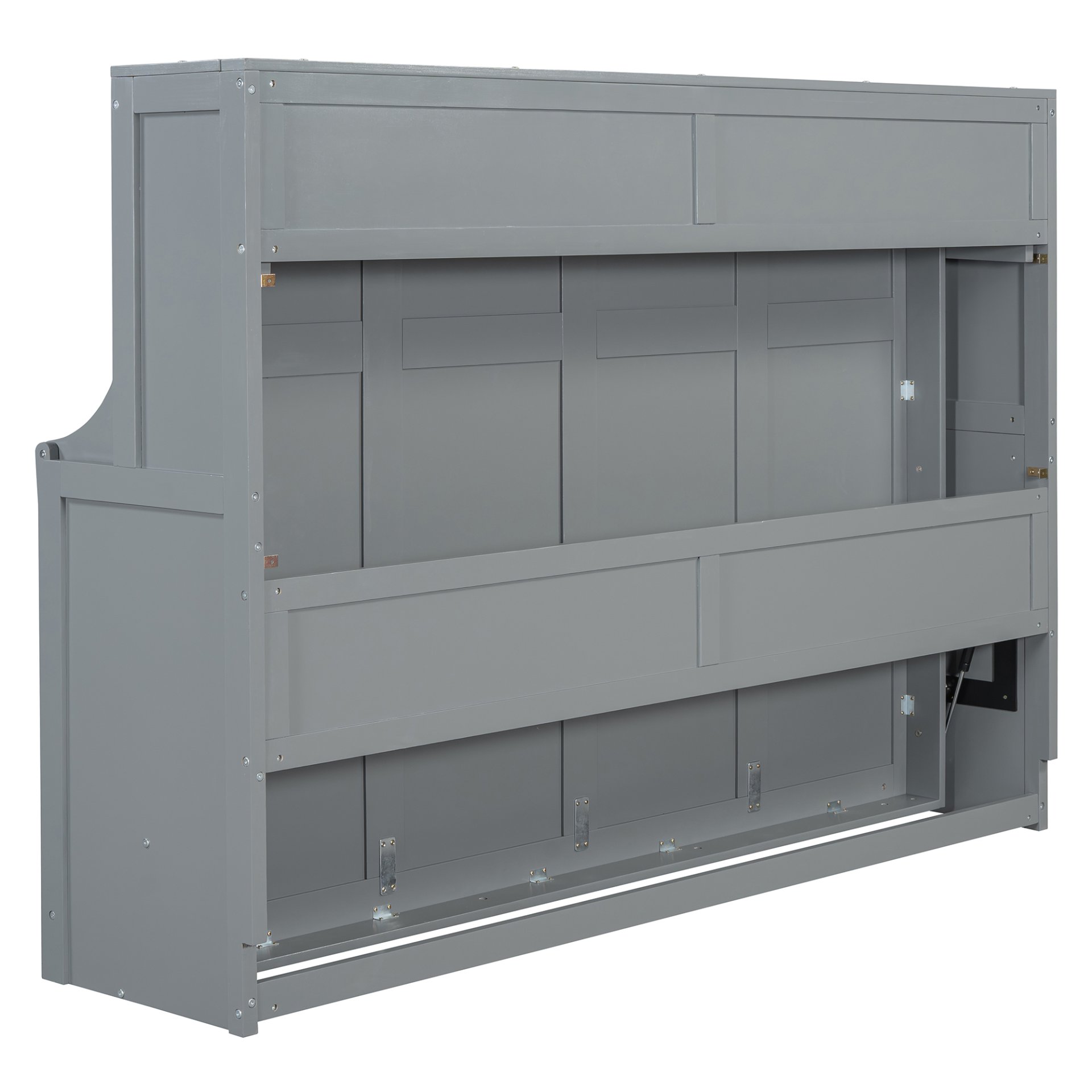 Full Size Murphy Bed With Hydraulic Lift & Desk Design - Gray - Image 6