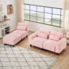 Teddy Fleece Creative Sofa Can Be Assembled Into A Two-Seater Sofa Plus A Single Couch With Three Waist Pillows To Perfectly Stretch Your Waist For Small Apartment Bedroom Spaces - Pink - Image 5