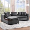 Modern L Shaped Sectional Sofa With Storage Chenille, Upholstered Couch - Gray - Image 4