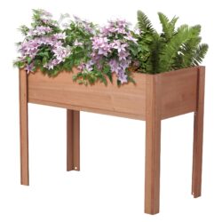 Raised Garden Bed & Legs, Elevated Planter Box For Outdoor Plants Flowers Fruits Vegetable Herb Growing - Coffee