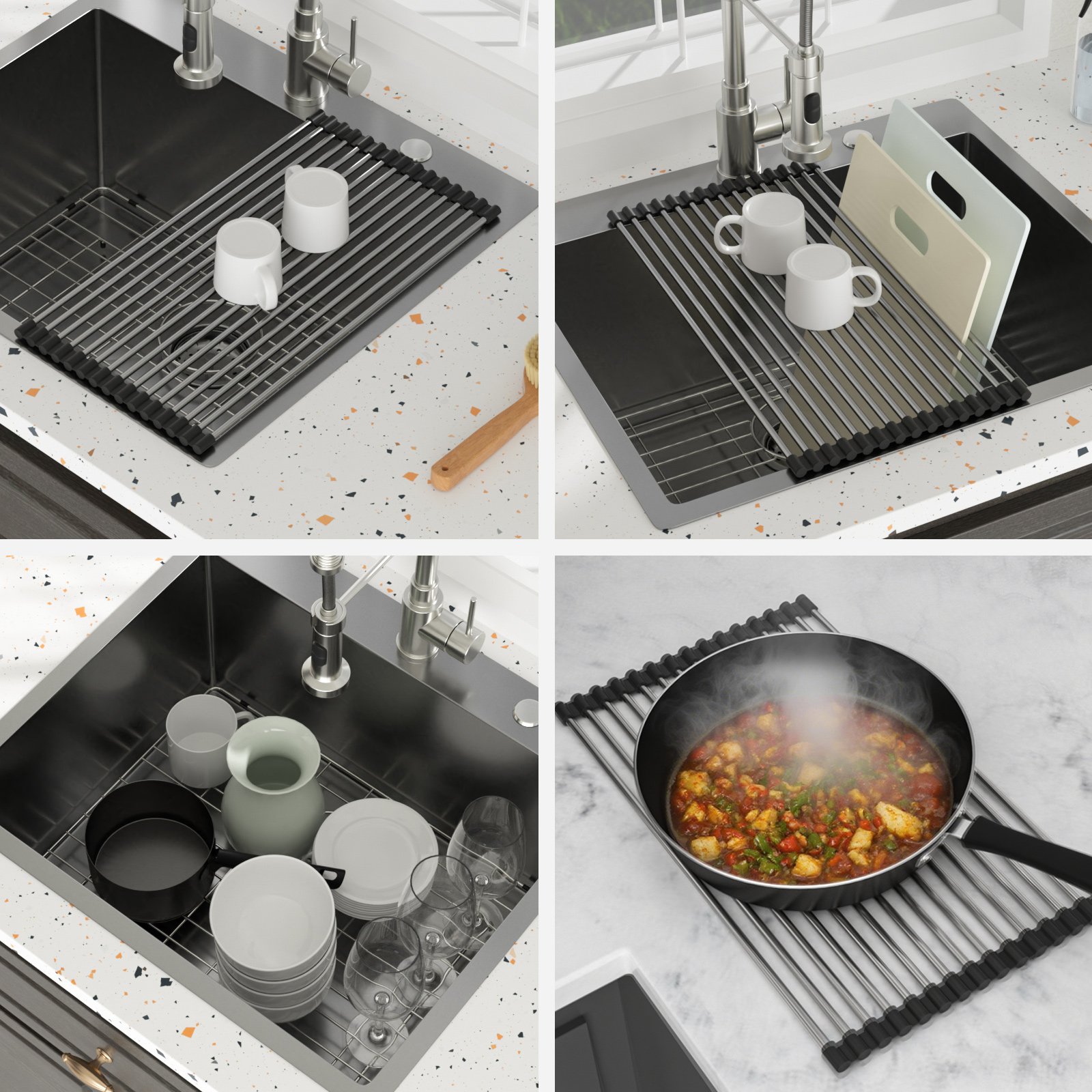 Laundry Sink Drop In, Single Bowl Above Counter Utility Sink With Deep Basin And Soundproof Coating - Gunmetal Black - Image 7