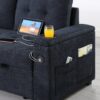 Ashlyn II - Woven Fabric Reversible Sleeper Sectional Sofa With Storage Chaise, Storage Arm, Cup Holder, Charging Ports, Side Pockets, and Pocket Coil Seating - Dark Gray - Image 10