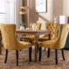 Nikki - Modern, High-End Tufted Solid Wood Contemporary Velvet Upholstered Dining Chair With Wood Legs Nailhead Trim (Set of 2) - Gold - Image 16