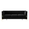 Fx-P83-Bk2 (Sofa) Luxurious Velvet Sofa With Gold Legs, Modern Chesterfield Design, Tufted Upholstery, 3-Seat Couch For Living Room And Office - Black - Image 2